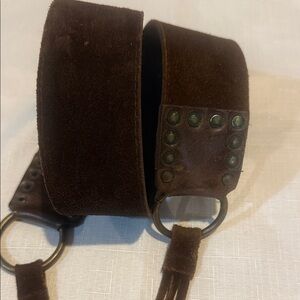 Brown Leather Women's Belt with Tassels